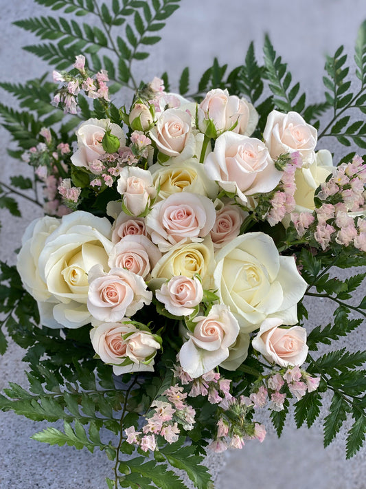 Cream & Pink Rose Bouquet